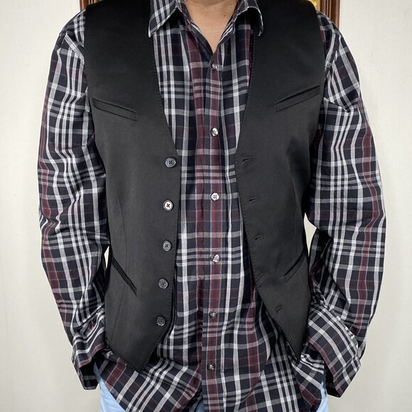 Express Five Button Wool Blend Vest Top Men's Small Black Casual - Picture 1 of 9